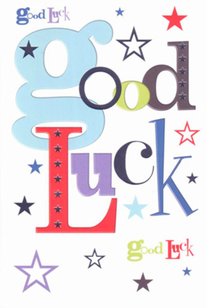 There's a dynamic vibrancy to this luck-themed card, which seems to pop with life, much like a stroll through Wanstead's bustling Woodbine Place. The playful arrangement of letters-some bold and wide, others slender and elegant-in shades of cool blue, fiery red, rich green, and deep violet create a harmonious visual rhythm on a backdrop of creamy white. Stars in navy, lilac, and zesty lime are scattered like confetti, suggesting celebration and infinite possibility, echoing the sounds of laughter and well-wishes common at Wanstead's Saturday markets. The space between letters allows each colour to stand out, giving the composition a modern yet homey feel. As you hold the card, its smooth and robust cardstock feels reassuring, similar to the care that goes into bundling a fresh bouquet at Florist Wanstead. More than just a simple greeting, it's a small, tangible talisman of hope and belief-perfect for sending along with a floral surprise to anyone setting out on a new path in or around Wanstead, from students to job-seekers or dream-chasers.
